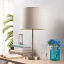 White fabric table lamp Parsa with cable switch