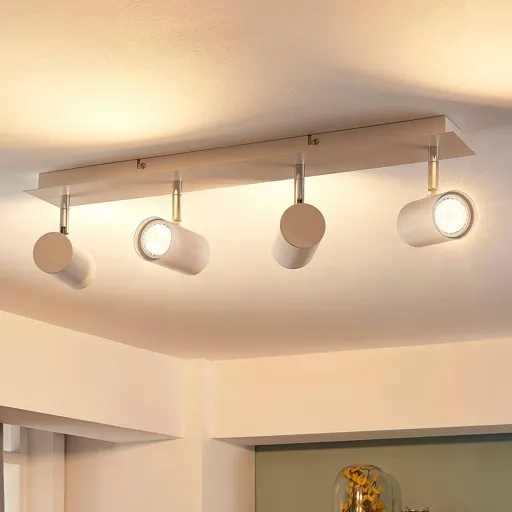 4-bulb LED ceiling spotlight Iluk, white finish