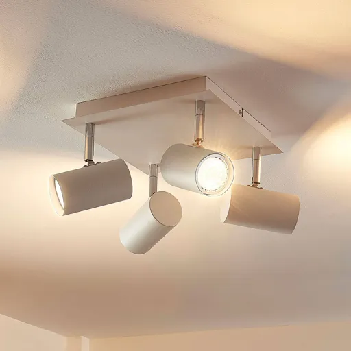 Square LED ceiling light Iluk, 4-bulb