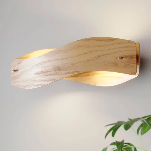 Lian wood wall light with dimmable LEDs