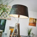 Thea - wooden floor lamp with black chintz shade