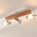 3-bulb ceiling light Thorin with wood