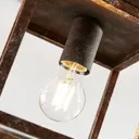 Rustic ceiling light Emin with metal frame