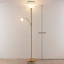 LED uplighter Jost with reading lamp, matt brass