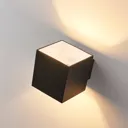 Black LED wall lamp Rocco, cube-shaped