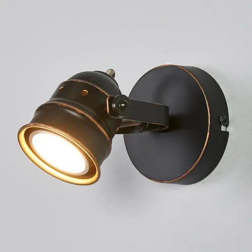 Black-gold GU10 spotlight Leonor, LED