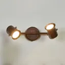 Cansu two-bulb LED ceiling light, brown-gold