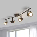 Four-bulb LED ceiling light, rustic style