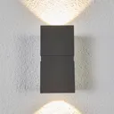 Gabriela dark grey LED outdoor wall lamp, two-bulb