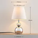 White fabric table lamp Andor with chrome base