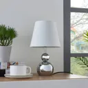 White fabric table lamp Andor with chrome base