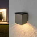 Tyson LED solar outdoor wall light, angular, clear