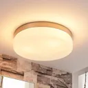 Amilia white ceiling lamp, nickel frame, IP44