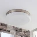 Amilia white ceiling lamp, nickel frame, IP44