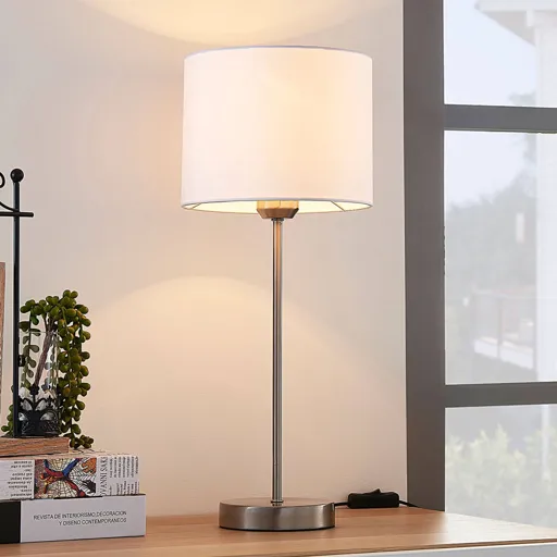 Annatina white table lamp with fabric lampshade