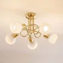 Brass coloured LED ceiling light Elaina, 5-bulb