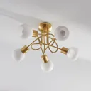 Brass coloured LED ceiling light Elaina, 5-bulb