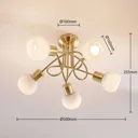 Brass coloured LED ceiling light Elaina, 5-bulb