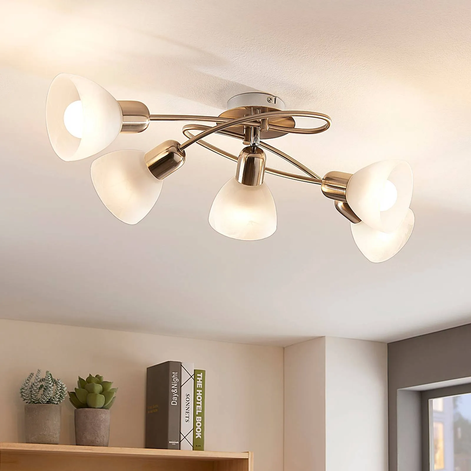 Five-bulb LED ceiling lamp Paulina, living room