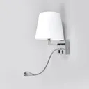 Fabric wall light Leonella with LED reading lamp
