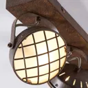 Three-bulb LED ceiling lamp Tamin, rusty brown