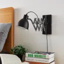 Black wall lamp Merle with scissor arm