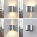 Round, aluminium-coloured LED wall lamp Zuzana