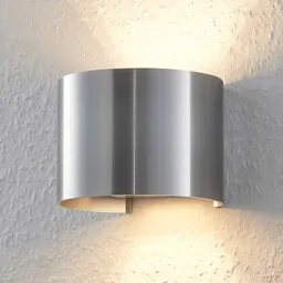 Round, aluminium-coloured LED wall lamp Zuzana