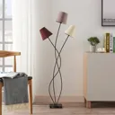 Three-bulb floor lamp Melis with fabric lampshades