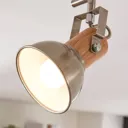 Two-bulb LED ceiling light Dennis with wood
