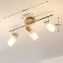 Three-bulb LED ceiling spotlight Christoph, wood