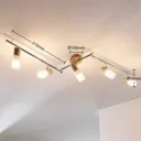 Five-bulb wooden LED ceiling spotlight Christoph