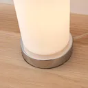 Cylindrical glass table lamp Elianna, chrome base