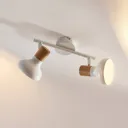 Two-bulb ceiling spotlight Fridolin, white metal