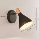 Black LED wall lamp Arina with wood