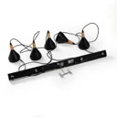 LED hanging light Arina with five black lampshades