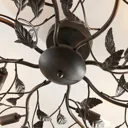 Richly adorned metal ceiling lamp Yos, leaves