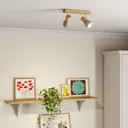 Concrete and wooden ceiling light Filiz LED bulbs