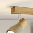 Concrete and wooden ceiling light Filiz LED bulbs