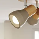 Wood spotlight Filiz concrete lampshades LED bulbs