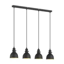 Jasminka - four-bulb hanging lamp, black and gold