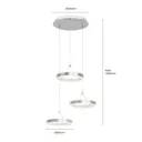 Lyani LED pendant lamp, 3 rings, different heights