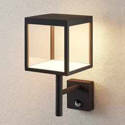 LED outdoor wall light Cube, graphite, with sensor