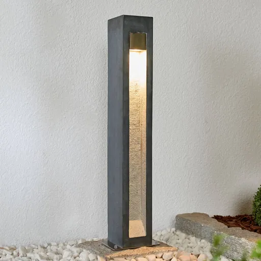LED bollard light Adejan with basalt rock, 70 cm