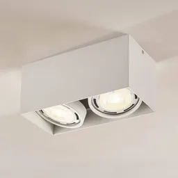 Rosalie LED downlight, 2-bulb, angular, white