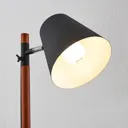 Floor lamp Birte, black with wooden element