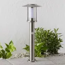 Gregory LED pillar lamp, stainless steel, sensor