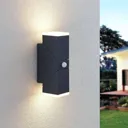 Sally LED outdoor wall light, two-bulb with sensor