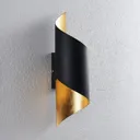 Vanni metal wall light, twisted, black and gold