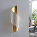 Vanni metal wall light, twisted, white and gold